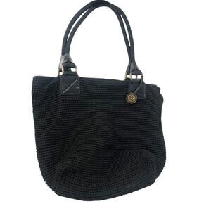 The Sak. Knit Purse Bag Shoulder Large Crochet Black  Faye Tote